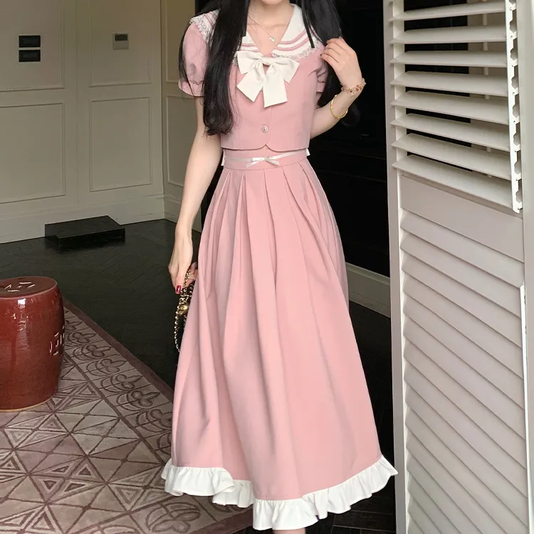 Blovelan Skirt Set Women's Pink-4