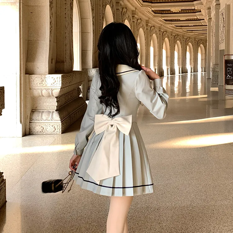 Blovelan Long Sleeved Dresses Women's Distant Sky Blue-5
