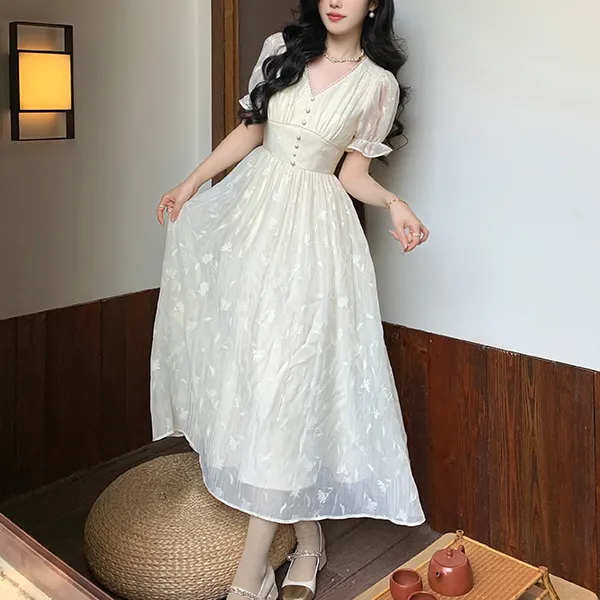 Blovelan Short Sleeved Dresses Women's Gentle Apricots-4