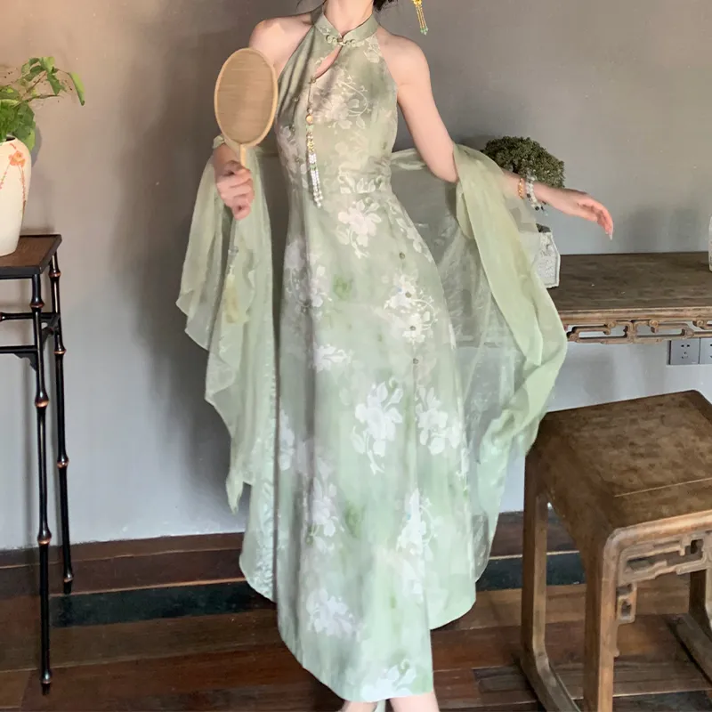 Blovelan Cheongsam Women's Ink Green-3
