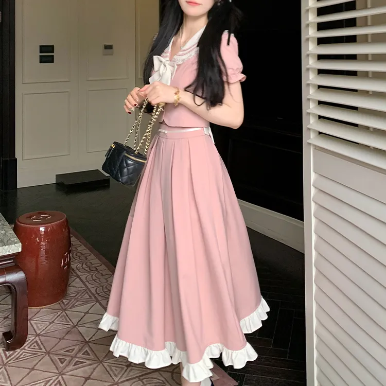 Blovelan Skirt Set Women's Pink-5