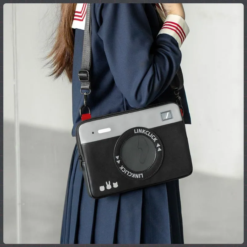 Ingyunshi Nylon Fabric Shoulder Bag Crossbody Bag Backpack Large Size Unisex Black/Gray/Red-4