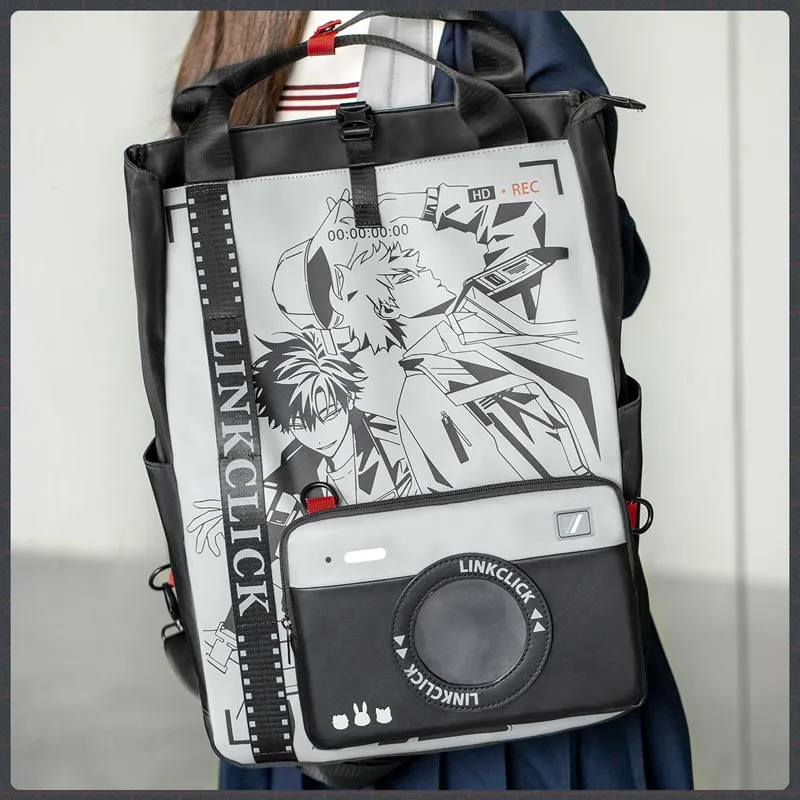 Ingyunshi Nylon Fabric Shoulder Bag Crossbody Bag Backpack Large Size Unisex Black/Gray/Red-1
