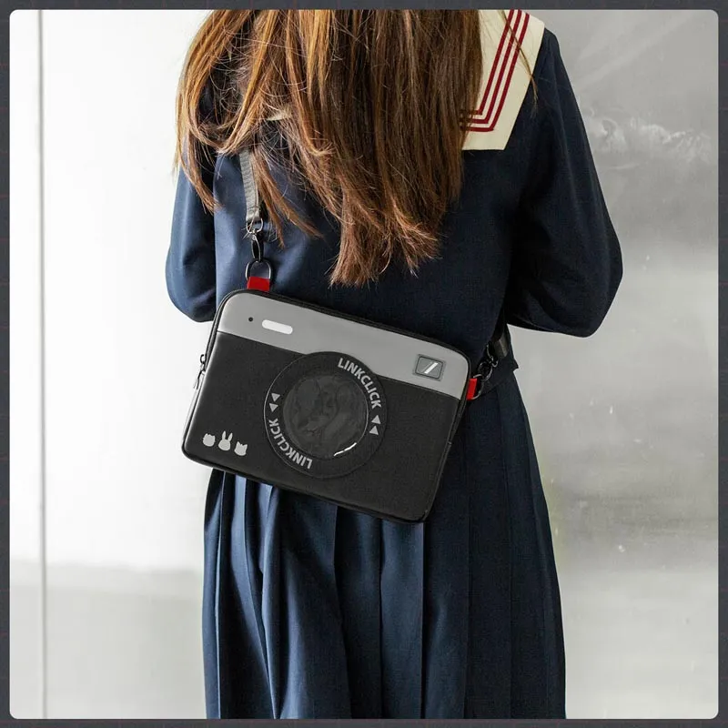 Ingyunshi Nylon Fabric Shoulder Bag Crossbody Bag Backpack Large Size Unisex Black/Gray/Red-2
