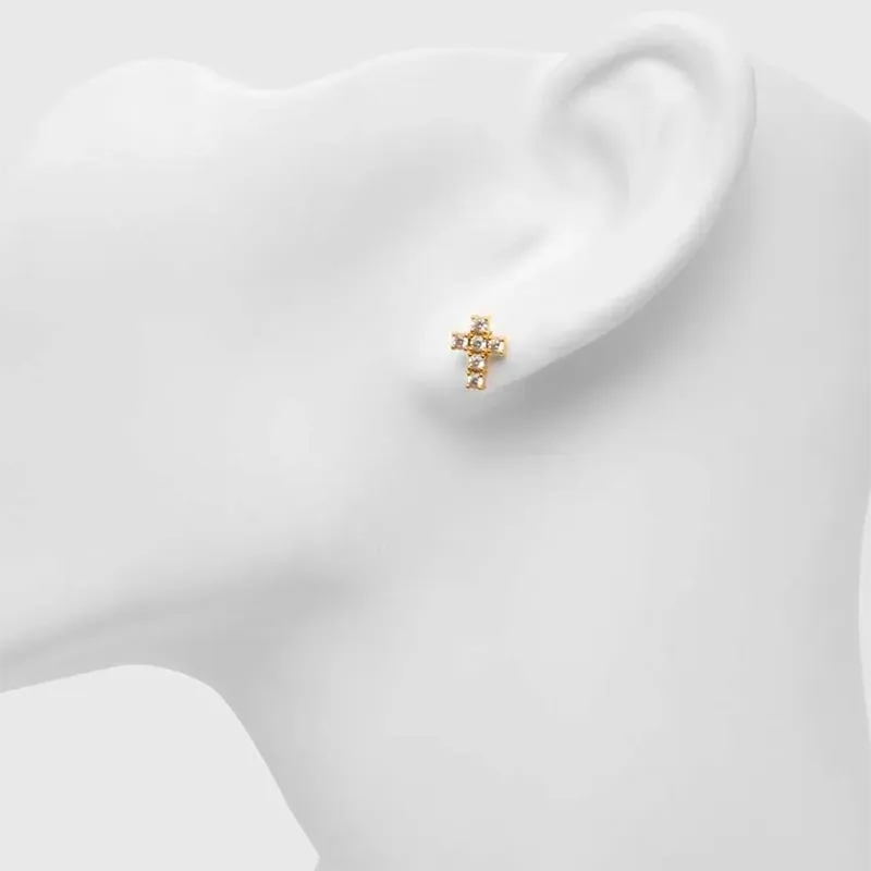 CHIARA FERRAGNI Zircon, Rhinestones, 18K Gold Plating Italian Luxury Earrings, Advanced Earrings Unisex Gold-6