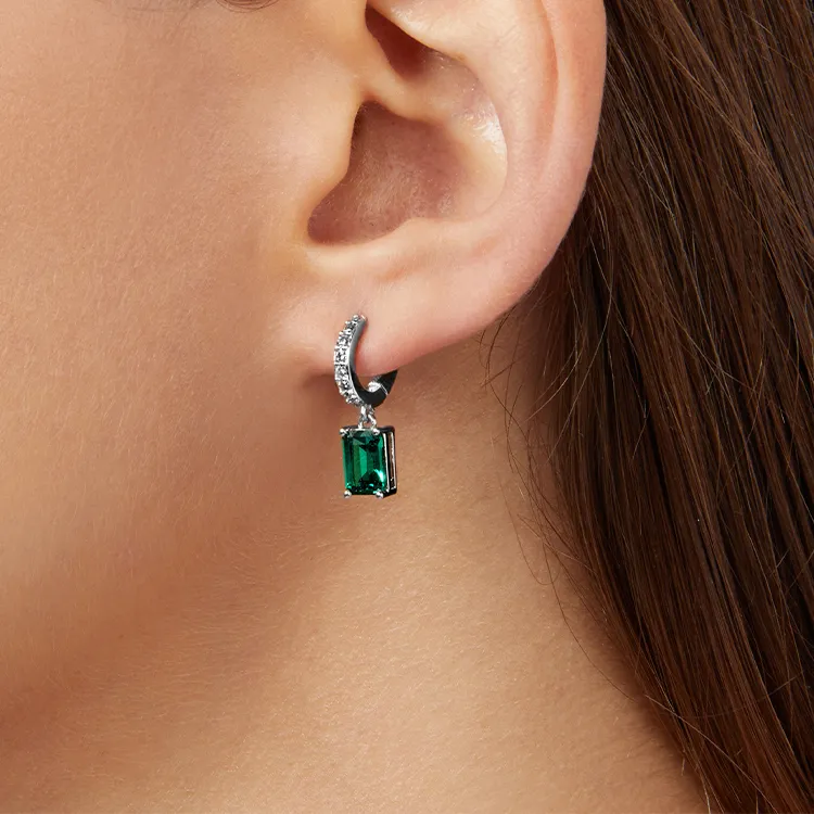 CHIARA FERRAGNI Brass Zircon Earrings Women's Green-2