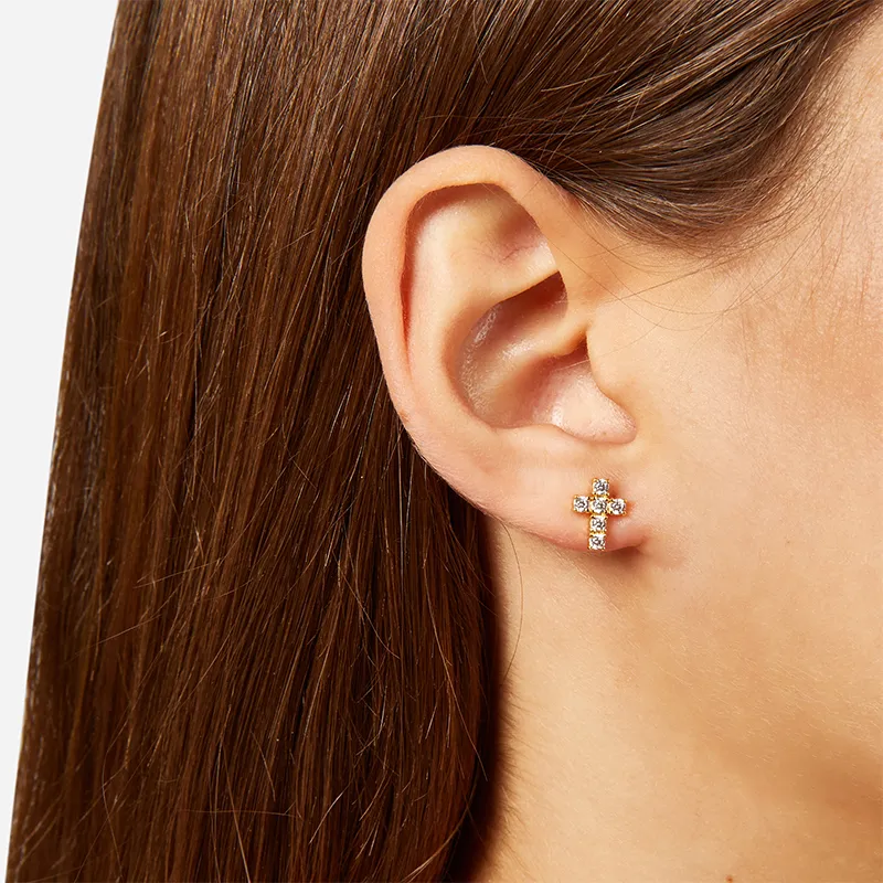 CHIARA FERRAGNI Zircon, Rhinestones, 18K Gold Plating Italian Luxury Earrings, Advanced Earrings Unisex Gold-3