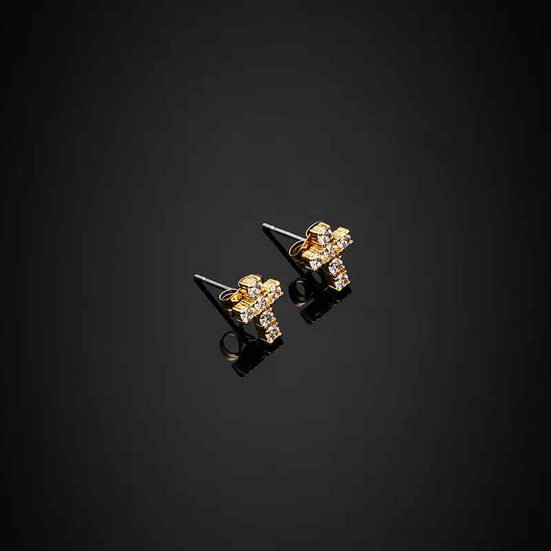 CHIARA FERRAGNI Zircon, Rhinestones, 18K Gold Plating Italian Luxury Earrings, Advanced Earrings Unisex Gold-4