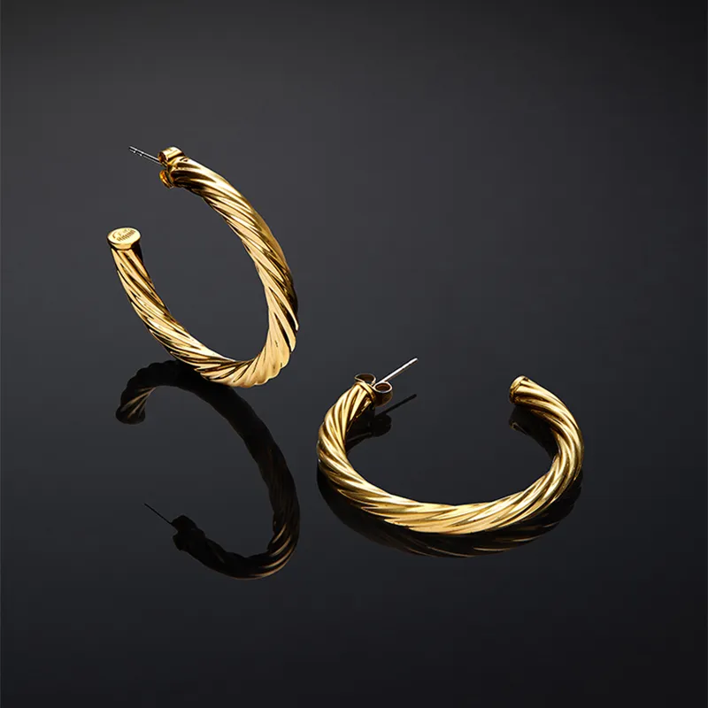 CHIARA FERRAGNI Alloy Italian Luxury Hoop Earrings Women's Gold-2