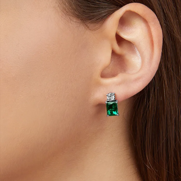CHIARA FERRAGNI Zircon, Rhinestones, 18K Gold Plating Italian Luxury Light Earrings Set Women's Green-2