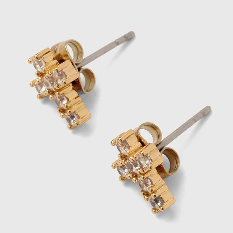 CHIARA FERRAGNI Zircon, Rhinestones, 18K Gold Plating Italian Luxury Earrings, Advanced Earrings Unisex Gold-7