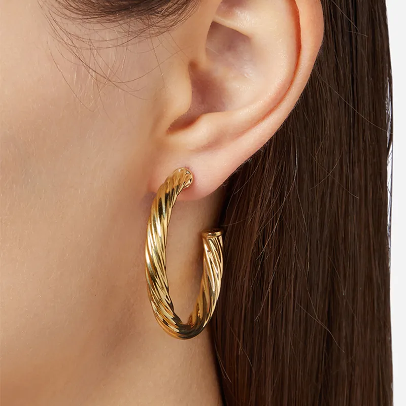 CHIARA FERRAGNI Alloy Italian Luxury Hoop Earrings Women's Gold-1