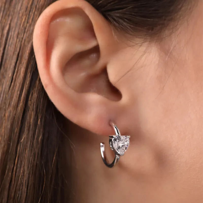 CHIARA FERRAGNI Zircon, Rhinestones, 18K Gold Plating Italian Luxury Advanced Hoop Earrings Women's Silver-3