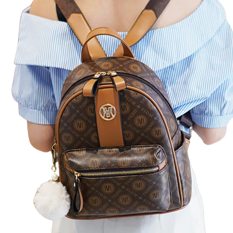 Weymond Soft Leather Travel Backpack Textured Korean Style Backpack Women's Khaki/Coffee/Earth Yellow-10