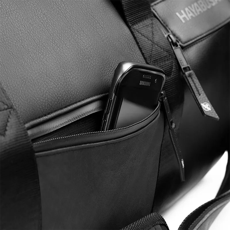 HAYABUSA Falcon Genuine Leather Martial Arts Equipment Bag, Portable Crossbody Bag, Travel Bag Unisex Black-4