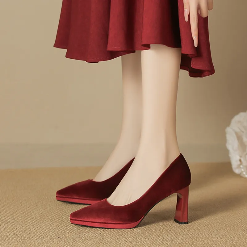 Zubumei Chunky Heel High Heels 8CM Women's-9