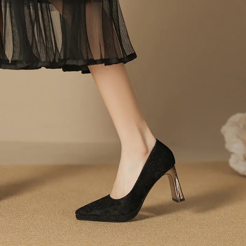 Zubumei Chunky Heel High Heels 8CM Women's-6