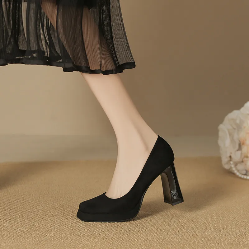 Zubumei Chunky Heel High Heels 8CM Women's-28