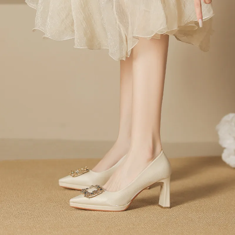 Zubumei Chunky Heel High Heels 8CM Women's-4