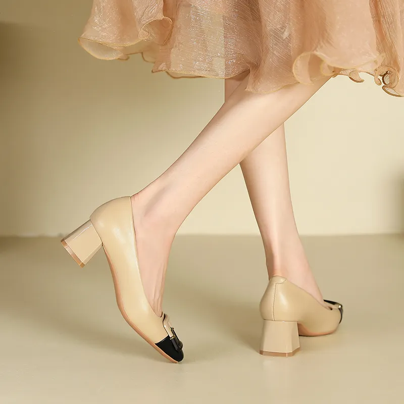 Zubumei Chunky Heel High Heels 5CM Women's-11