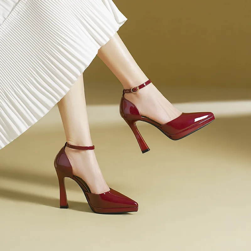 Zubumei Chunky Heel High Heels 10CM Women's-16