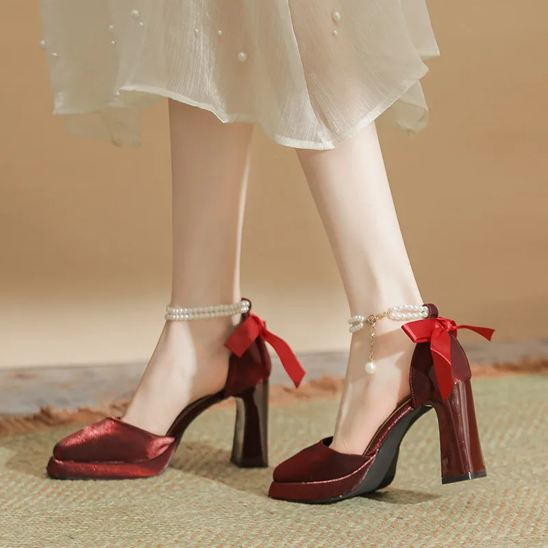 Zubumei Chunky Heel High Heels 7CM Women's-24