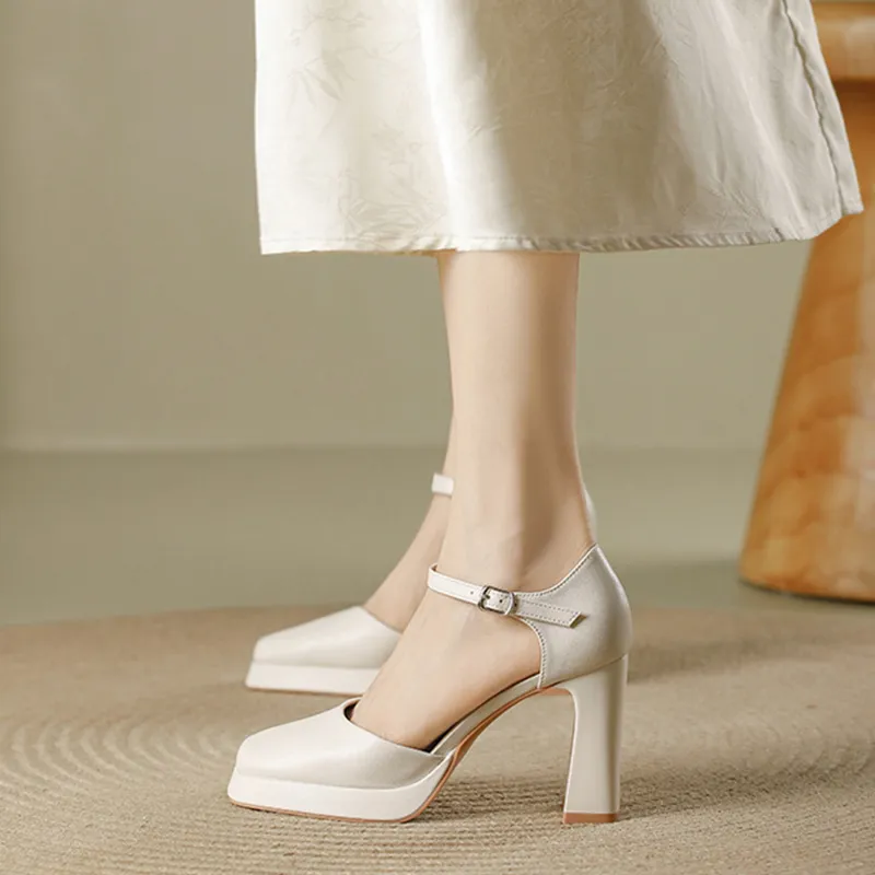 Zubumei Chunky Heel High Heels Women's-1