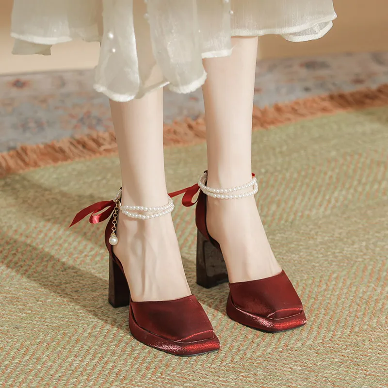Zubumei Chunky Heel High Heels 7CM Women's-22