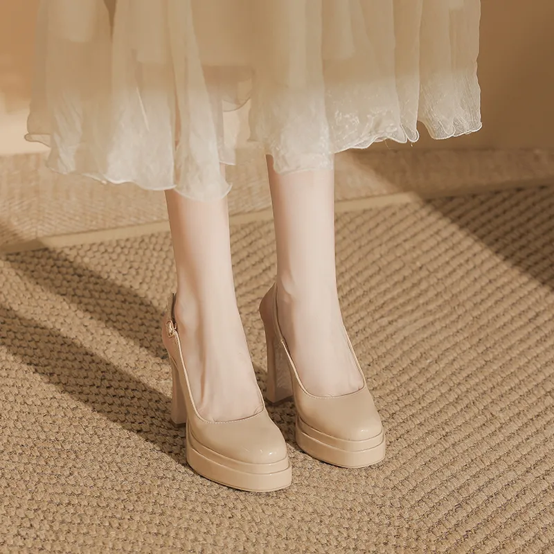 Zubumei High Heels Women's Black, Nude-8