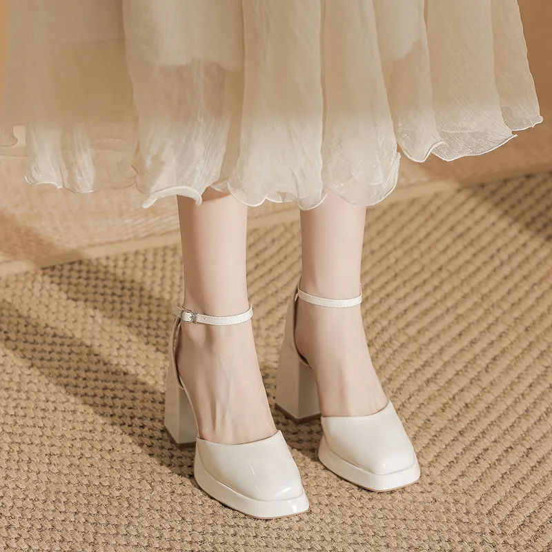 Zubumei Chunky Heel High Heels 9CM Women's-5