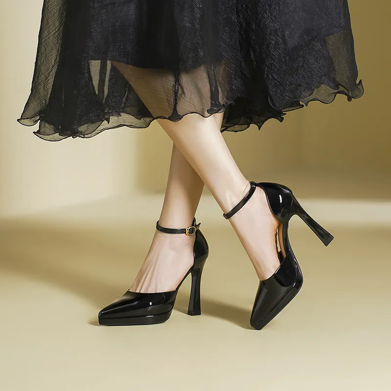 Zubumei Chunky Heel High Heels 10CM Women's-5