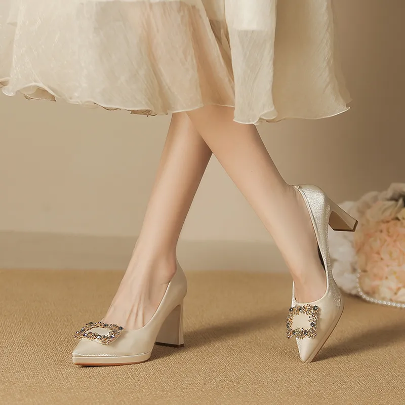 Zubumei Chunky Heel High Heels 8CM Women's-3