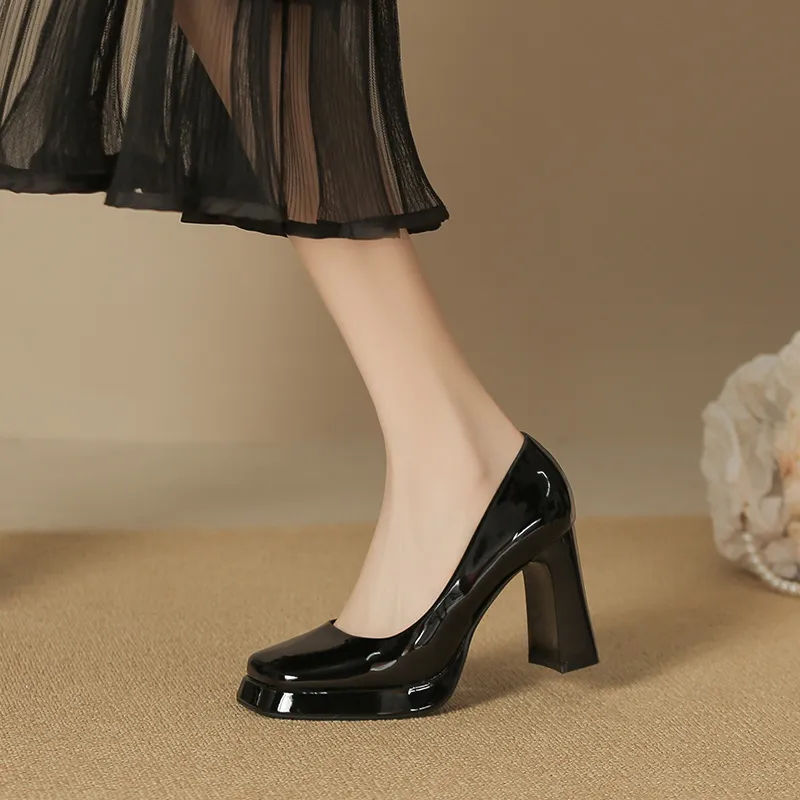 Zubumei Chunky Heel High Heels 8CM Women's-5