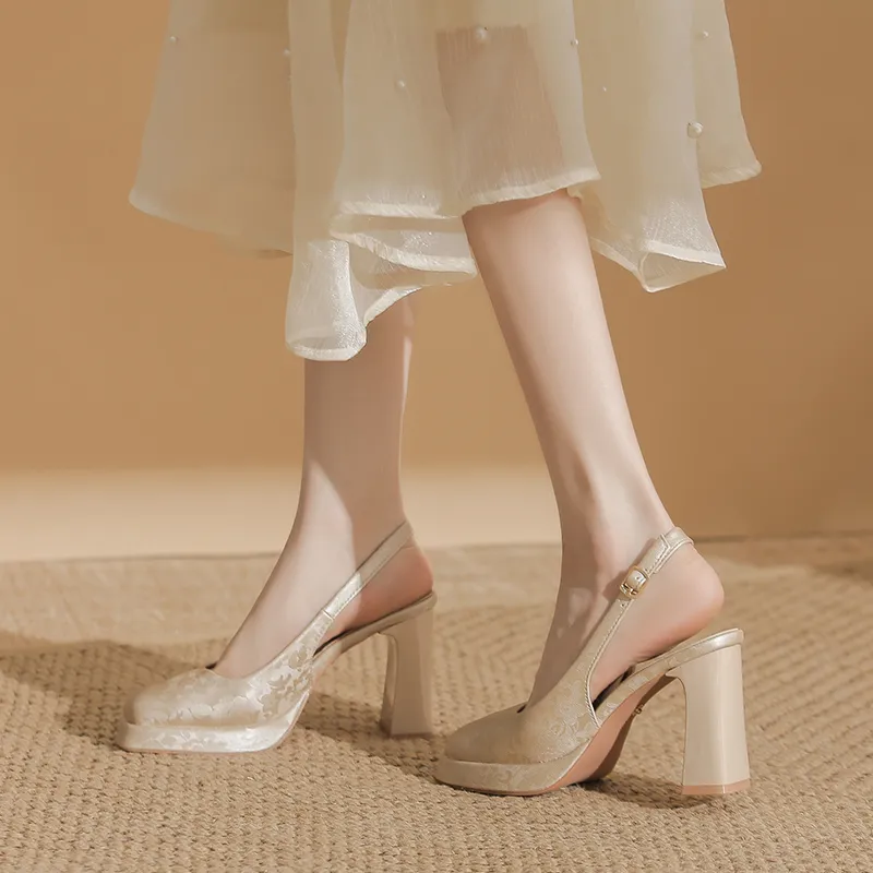 Zubumei Chunky Heel High Heels 9cm Women's-15