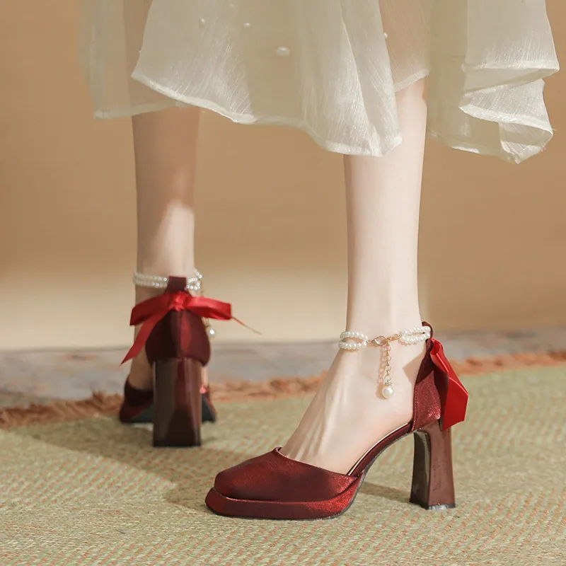Zubumei Chunky Heel High Heels 7CM Women's-23