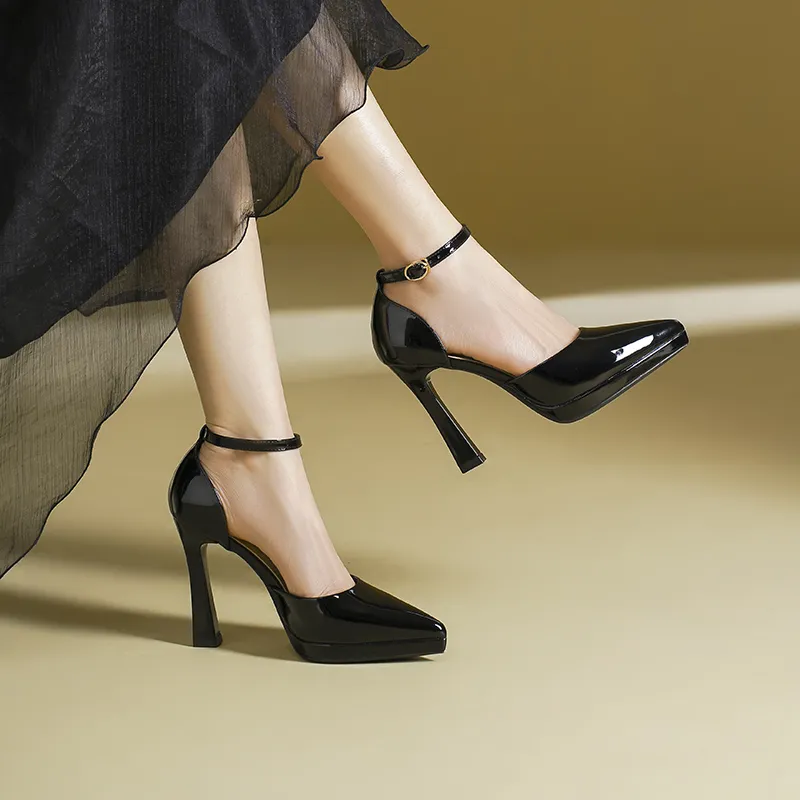 Zubumei Chunky Heel High Heels 10CM Women's-3