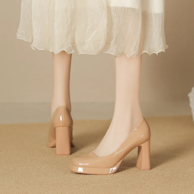Zubumei Chunky Heel High Heels 8CM Women's-12