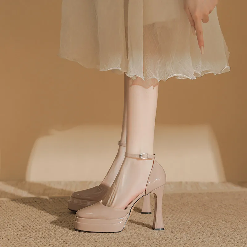 Zubumei High Heels Women's Black, Ecru, Nude-14