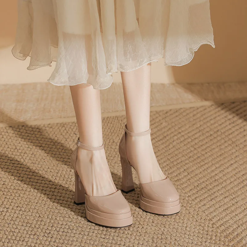 Zubumei High Heels Women's Black, Ecru, Nude-13