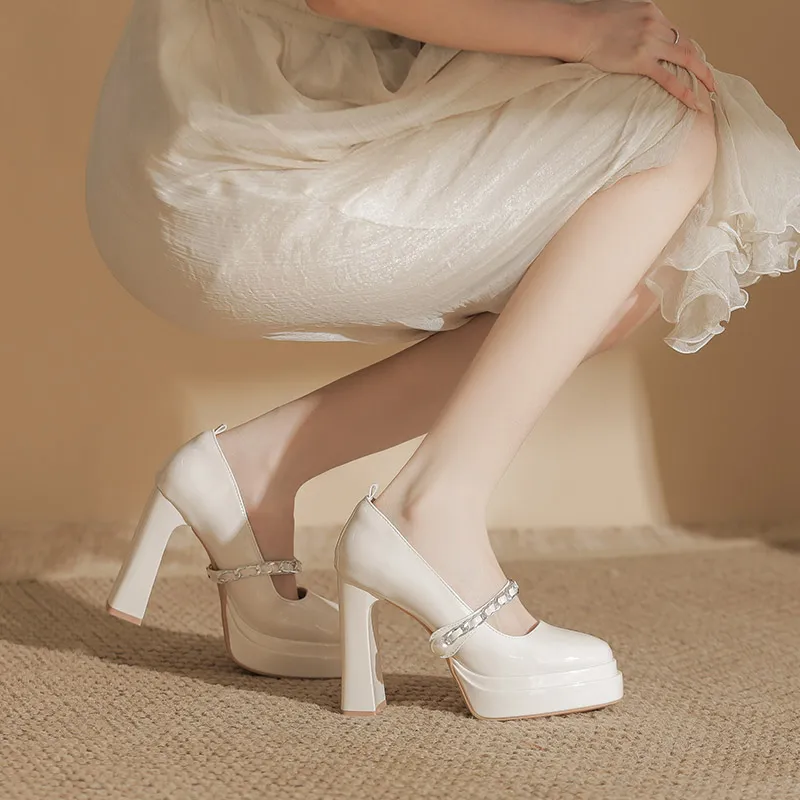 Zubumei Chunky Heel High Heels 11CM Women's-2