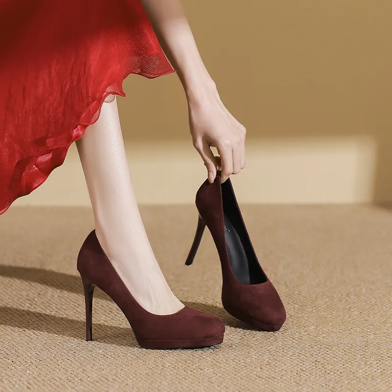 Zubumei Slim Heel High Heels 10CM Women's-7