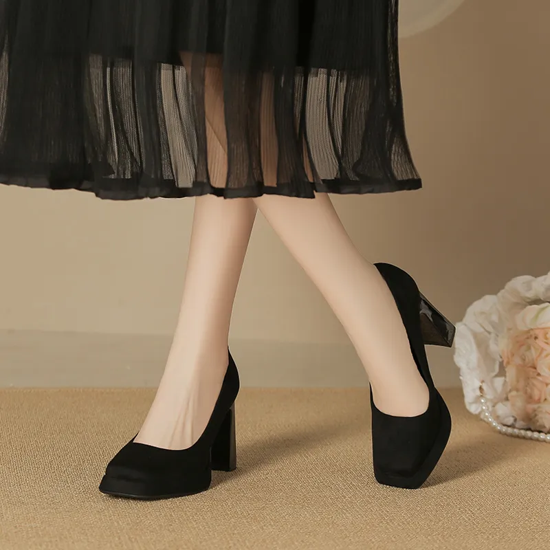 Zubumei Chunky Heel High Heels 8CM Women's-25