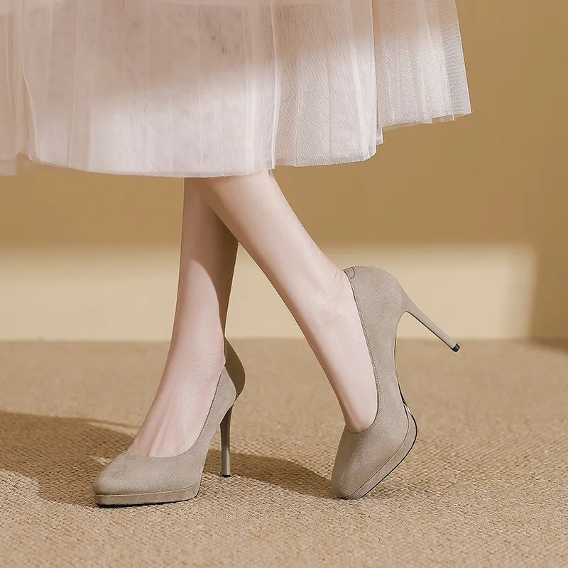 Zubumei Slim Heel High Heels 10CM Women's-17