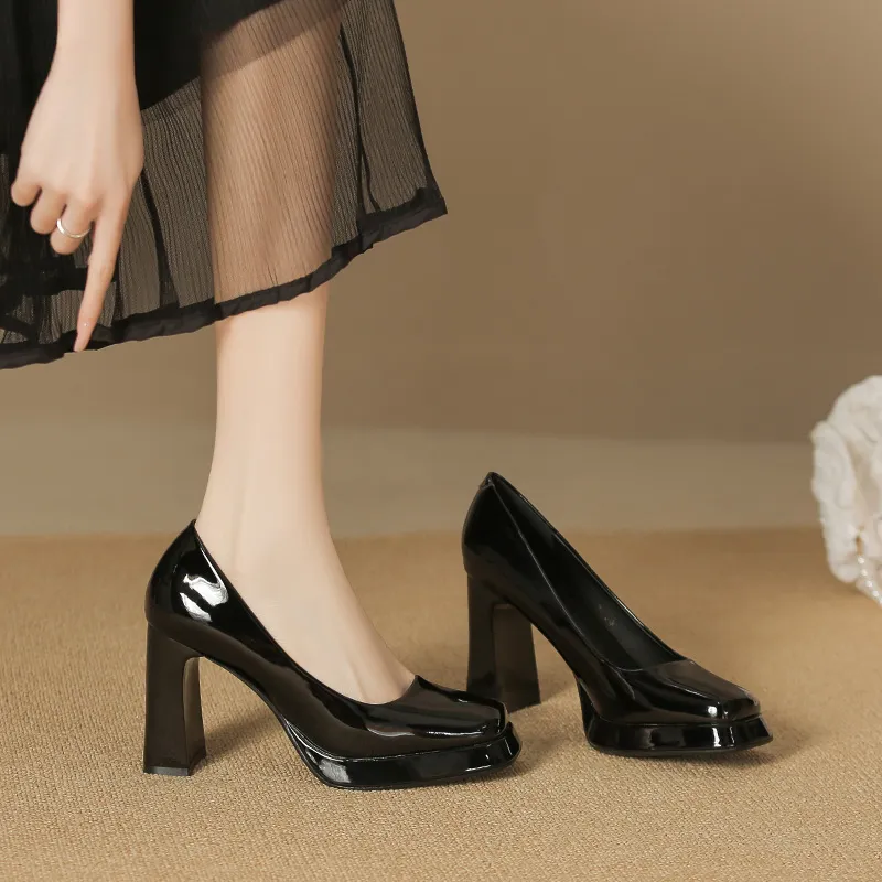 Zubumei Chunky Heel High Heels 8CM Women's-2