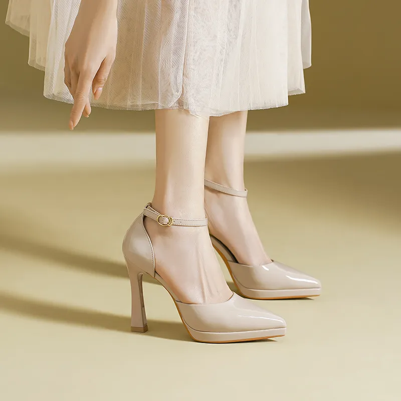 Zubumei Chunky Heel High Heels 10CM Women's-12
