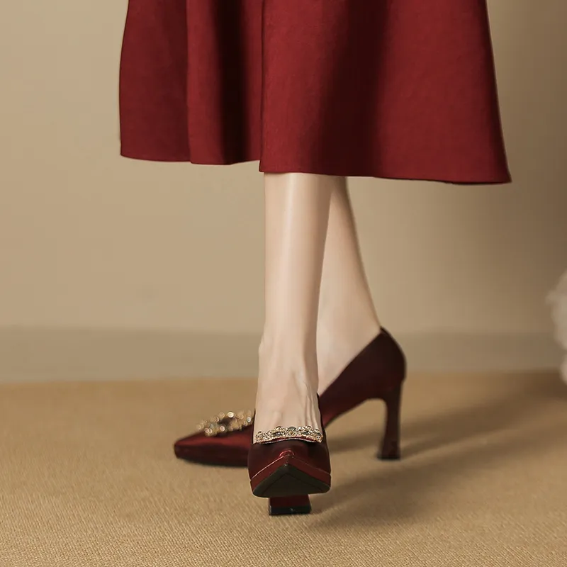 Zubumei Chunky Heel High Heels 8CM Women's-13
