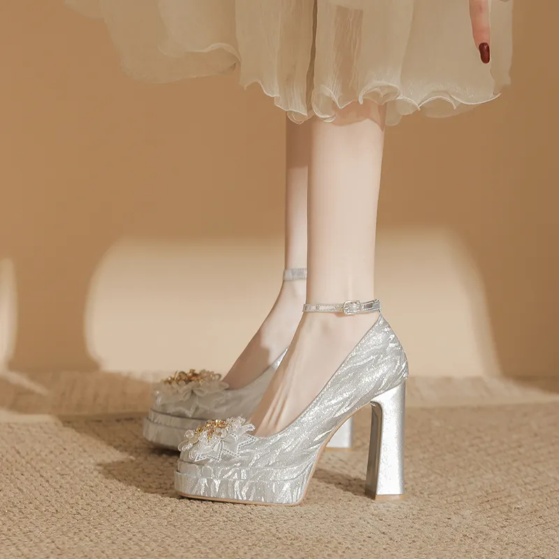 Zubumei Chunky Heel High Heels 11CM Women's-2