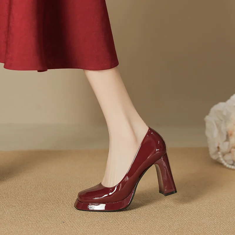 Zubumei Chunky Heel High Heels 8CM Women's-20
