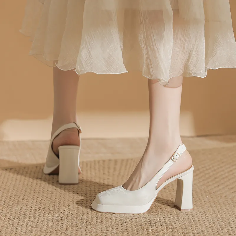 Zubumei Chunky Heel High Heels 9cm Women's-8