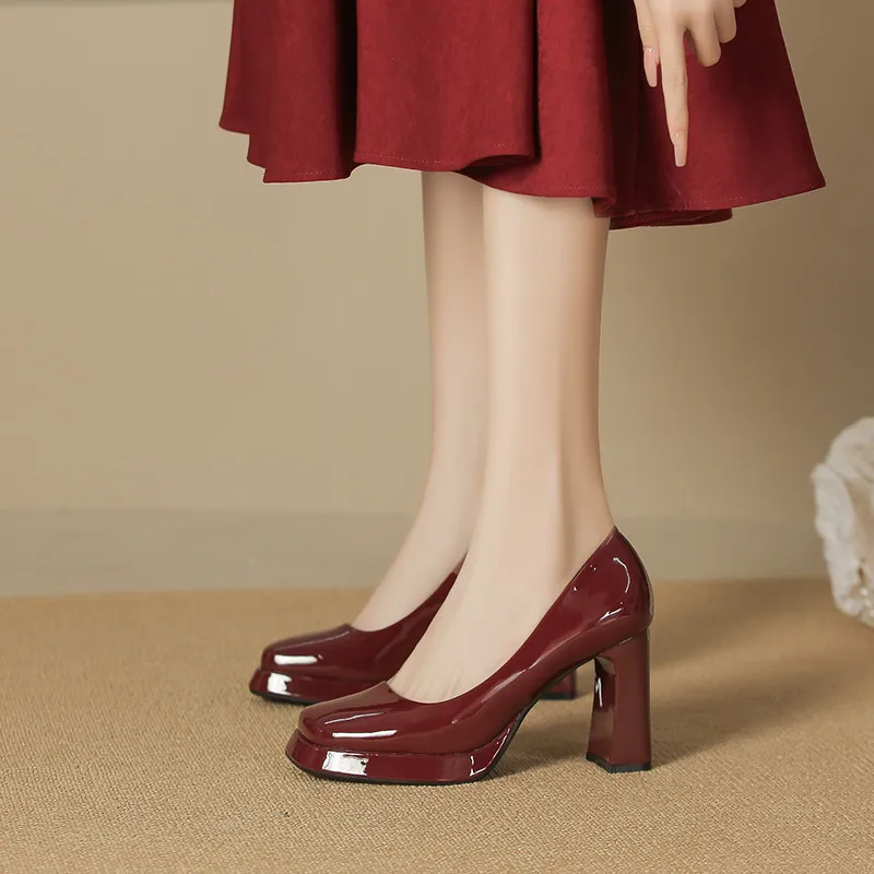 Zubumei Chunky Heel High Heels 8CM Women's-17